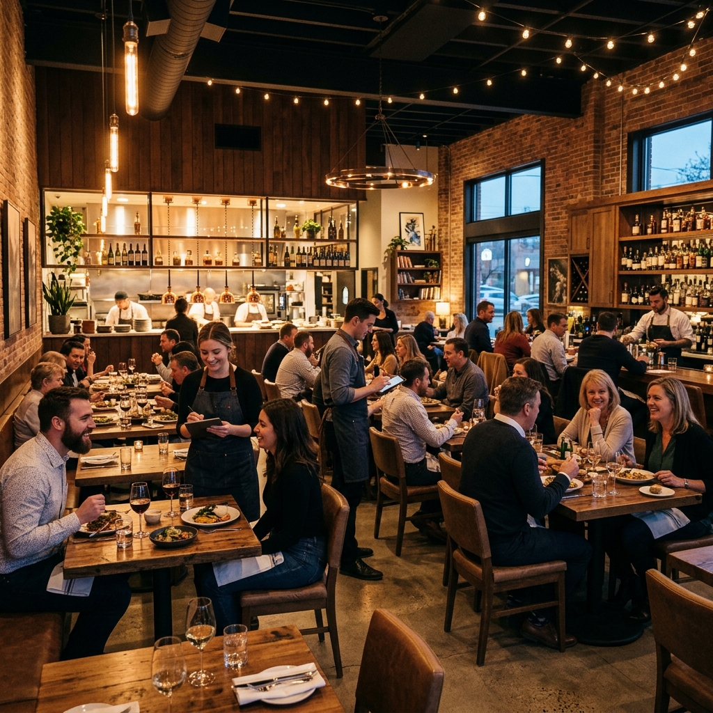 Restaurant modern cu sistem POS și meniu digital
